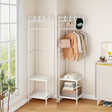 (White) 1 Heavy-Duty Space-Saving Freestanding Coat Rack with Hooks - Sturdy Metal Construction, No Assembly Required,