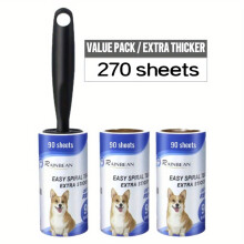 (1 handle 270 sheets) [Extra Sticky Lint Roller] 540 Sheets/ 6 Refills, Extra Sticky Lint Roller | 90/ 270/ 540 Sheets Pet Hair Lint Roller,