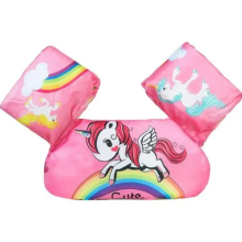Colete de natação infantil resistente com revestimento em nylon, alças ajustáveis e asas de apoio para os braços. Ideal para aprender a nadar.