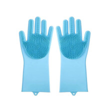 Cleaning Gloves 6Piece Silicone Dishwashing Gloves Blue HeatResistant NonGreasy Stain Removal For Household Cleaning