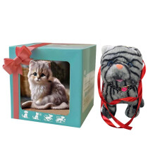 Robotic Plush Cats Toy Interaction Comfort Animal Toy with-Gray