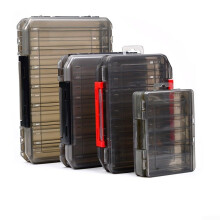 DoubleSided Fishing Tackle Storage Box Portable Handle PP Plastic Construction Organised Lures And Accessories Gray C