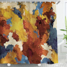 Perdea de duș cu decor de pictură de artă abstractă, fibră de poliester, uscare rapidă, impermeabilă, textură colorată, pentru decorul