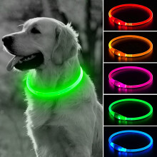 (Blue, 70 cm) LED Dog Collar Light - USB Rechargeable Light Up Puppy Collar, TPU Cuttable Glowing Dog Necklace