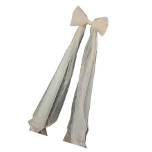 Breathable Netting Fabric Large Bowknot Embellishment-White L
