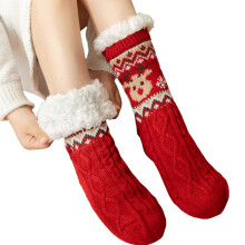 Winter Safety Socks For Cold FloorNonslip Grip Christmas-Red