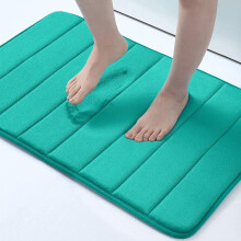 (Peacock Green, 16" x 24") Memory Foam Bath Mats Soft Absorbent Bathroom Rugs