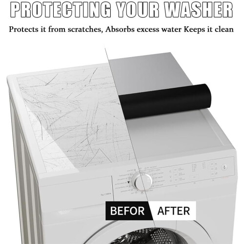 Washer and Dryer  Protector Mat 3D Marble Pattern Diatomaceous Absorbent AntiSlip 40x60cm White Refrigerator Kitchen 2