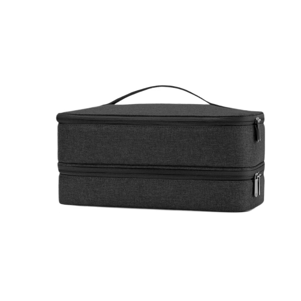 DoubleLayer Hair Dryer Case Portable Waterproof Curler Bag Large Capacity Black