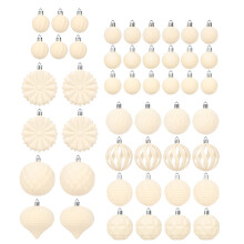 48Pcs Shatterproof Velvety Ball Hangings Ornament For-Beige