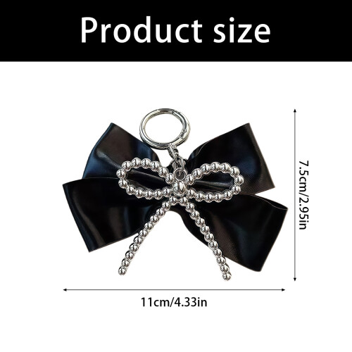 Y2K Inspired Silver Bowknot Keychain Charm with Retro-Silver 2