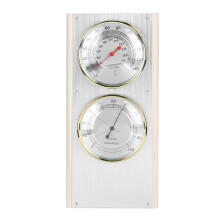 Creëer de perfecte sauna-sfeer met onze indoor meetinstrumenten: een 2-in-1 temperatuur- en vochtigheidsmeter, een houten saunathermometer en een