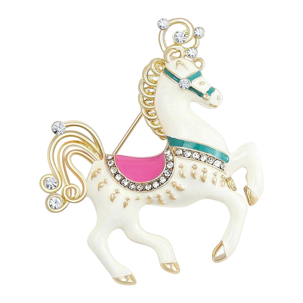 White Lightweight Easy Matching Cartoon Horse Brooch Suitable