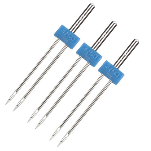 Durable 3mm 3Pcs Double Needles Set with Storage Box - Sewing Accessories