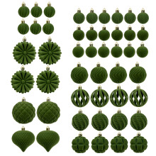 48Pcs Shatterproof Decorative Baubles Velvety Ball-Army Green