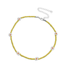 Verstelbare ketting met kleurrijke bloemen voor meisjes, schattige sieraden, geel, één maat.