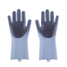 Cleaning Gloves Silicone Dishwashing 16 Pcs Grey HeatResistant Non Greasy Stain Removal