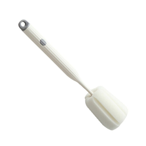 Cepillo de esponja blanco de mango largo, suave, 27,5 cm