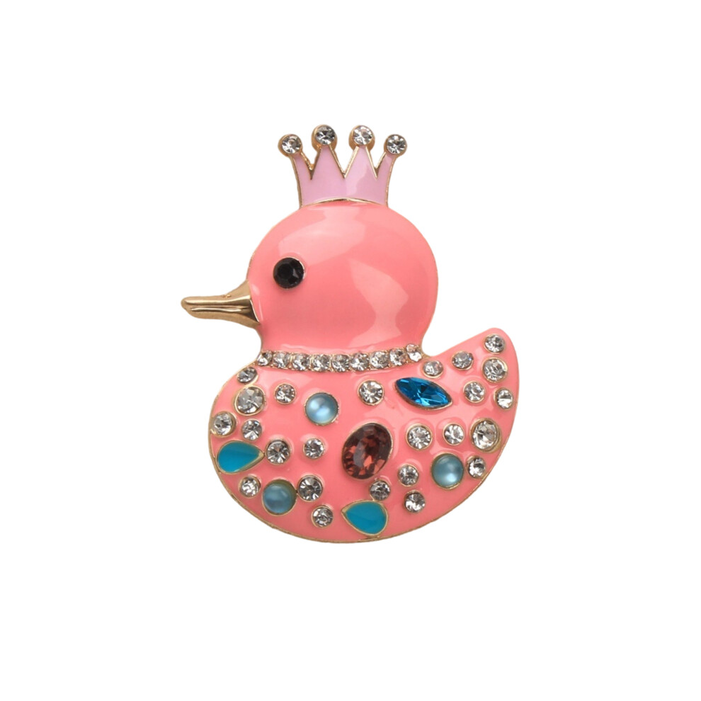 Red Elegant Duck Pin Crystal Accent Crowns Detail Clothing