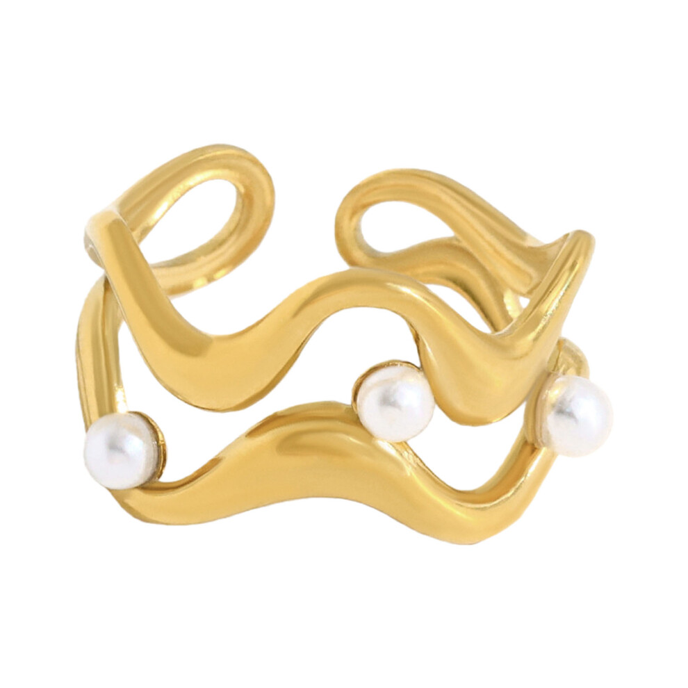 Practical Simple Adjustable Opening Rings Wide Waves Pattern