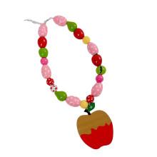 Artisanal Made Apples Fruit Design Necklace in Dopamine-Red