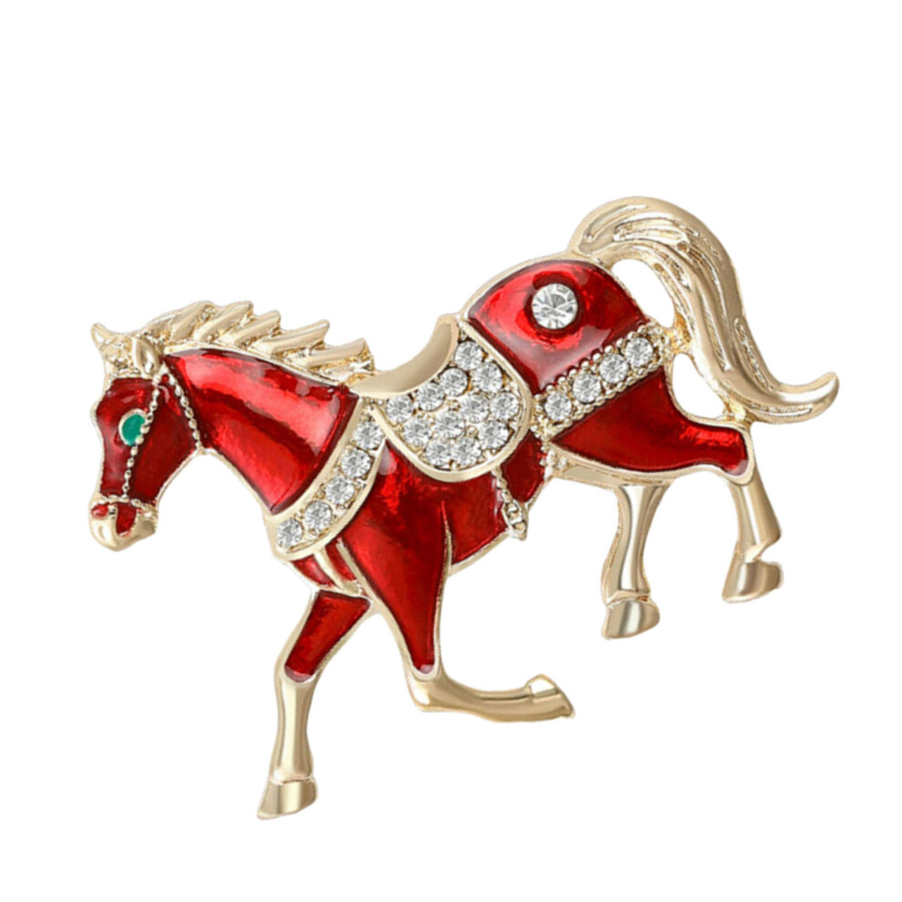 Red Sturdy Alloy Horse Pin Versatile Accessory For Scarf Or Bag