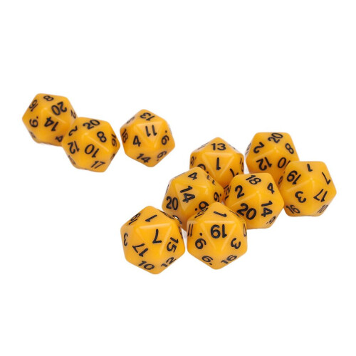 10PCS Yellow Plastic Polyhedral Dice Set for Table RPG Gaming