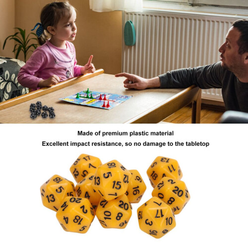10PCS Yellow Plastic Polyhedral Dice Set for Table RPG Gaming 2