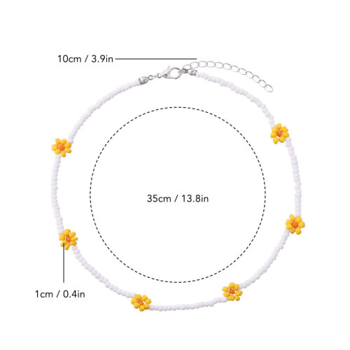 Collier de perles à fleurs colorées, bijou ajustable pour filles, 35 cm 1