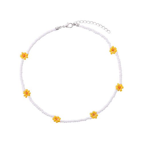 Collier de perles à fleurs colorées, bijou ajustable pour filles, 35 cm 2