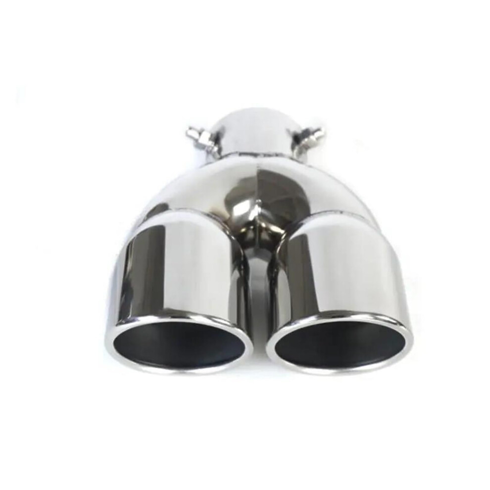 Universal Stainless Steel Double Exhaust Tip, Chrome Dual Outlet Muffler Tail Pipe, Rustproof Silver 9067246126582