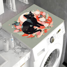Washer And Dryer  Protector Mat Black Cat 40x40 cm Absorbent Diatomaceous Mat For Washing Machine Cover Kitchen