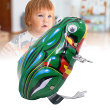 Draagbaar groen blikken speelgoedkikkertje met opwindmechanisme - Nostalgisch verzamelobject