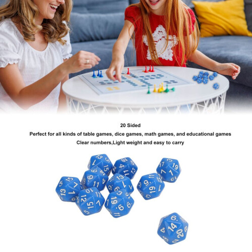 Enhance Table Games with 10PCS Blue 20-Sided Polyhedral Dice Set 2