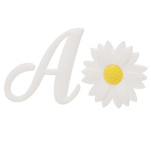 2 Silikon-Strandtaschenanhänger – Buchstabe A & weiße Chrysantheme