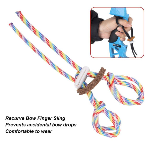 Polyester Archery Finger Sling Adjustable Recurve Bow Hand Guard Colorful 2