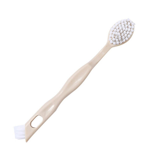 Dual Head Shoe Brush Long Handle, Beige, Plastic, 23.5cm 2