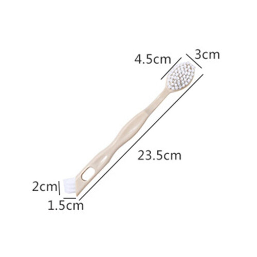 Dual Head Shoe Brush Long Handle, Beige, Plastic, 23.5cm 1