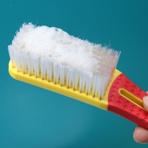 Multifunctional Yellow Shoe Brush with Long Handle, Soft Bristles 2