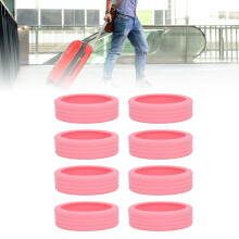 Lot de 8 housses de roues de valise en silicone rose, antibruit et imperméables