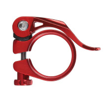 Lichtgewicht zadelpenklem van aluminiumlegering, 34,9 mm, snelsluiting, rood