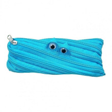 (Blue) Pencil Case Multifunctional Storage Bag Large Opening Pouch for School Travel Cosmetic Glasses Stationery Organizer