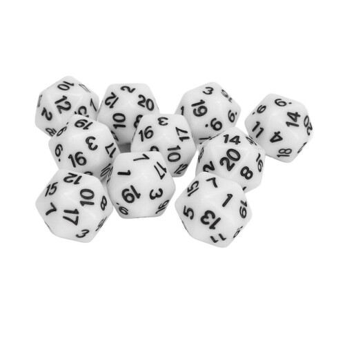 10PCS White Polyhedral Dice - Ideal for Role Playing & Educational Use 1
