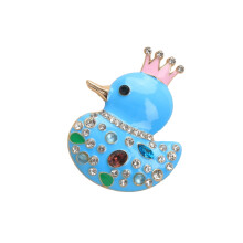 Multi Purpose Crowns Duck Brooch with Sparkling Crystals-Blue
