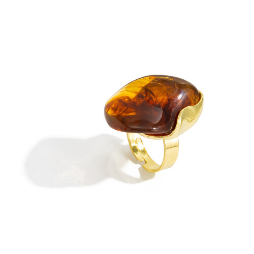 Bague en résine de forme irrégulière, ajustement-brun