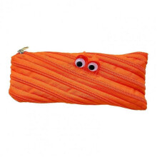 (Orange) Pencil Case Multifunctional Storage Bag Large Opening Pouch for School Travel Cosmetic Glasses Stationery Organizer