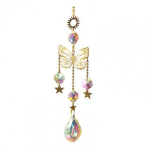 (A) Faux Crystal Decoration Butterfly Mushroom Moon Star Sun Hanging Ornament Sunlight Refracting Sun Catcher