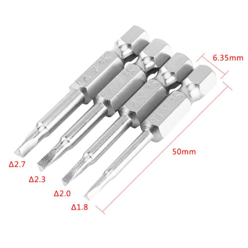 Set van 4 driehoekige schroevendraaierbits 50 mm Δ1.8/Δ2.0/Δ2.3/Δ2.7 1/4