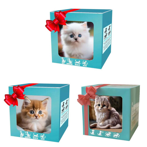 Realistic Cats Plush Toy With Simulation Barking Tail-White 1
