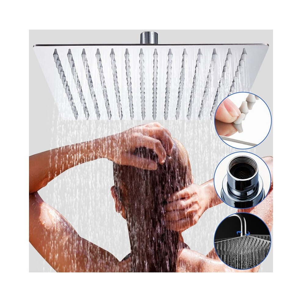 High Flow Rain Shower Head, Stainless Steel Waterfall Bathroom Square Showerhead, Ceiling Or Wall Mount, Rust Protection & Touch To Clean Nozzles For 9060116594740